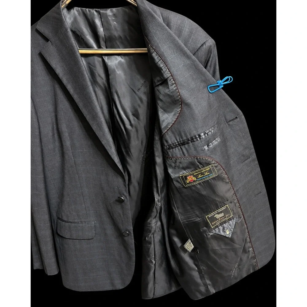 F.R. Triplet & Co. 46R Wool Cashmere Black Gray Blazer Sports Coat Jacket